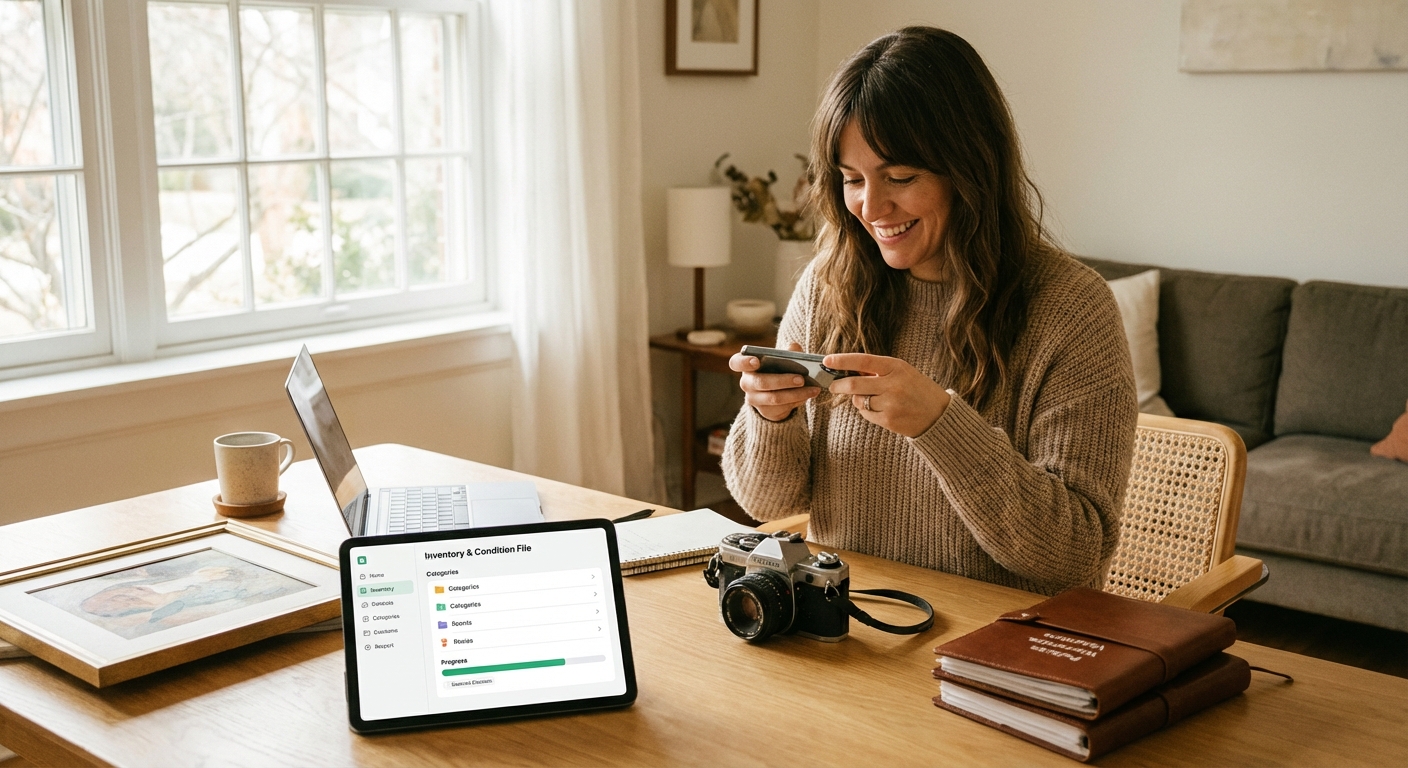 Equipment usage statistics dashboard showing scheduled maintenance calendar and usage analytics on tablet in gym setting